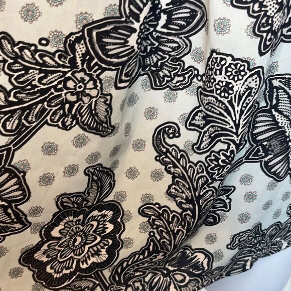 Express Blue Black Floral Print Back Tie Scoop Neck Blouse Tank Top Small Casual - Picture 3 of 8
